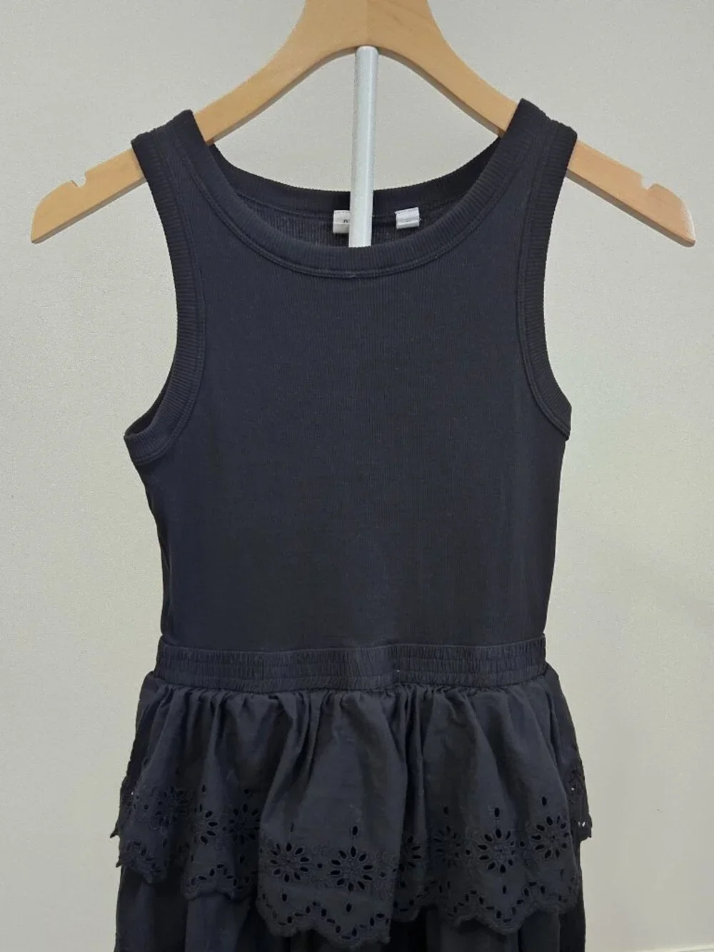 Gap Kids Girls Black Eyelet Ruffle Tiered Tank Dress Size XL